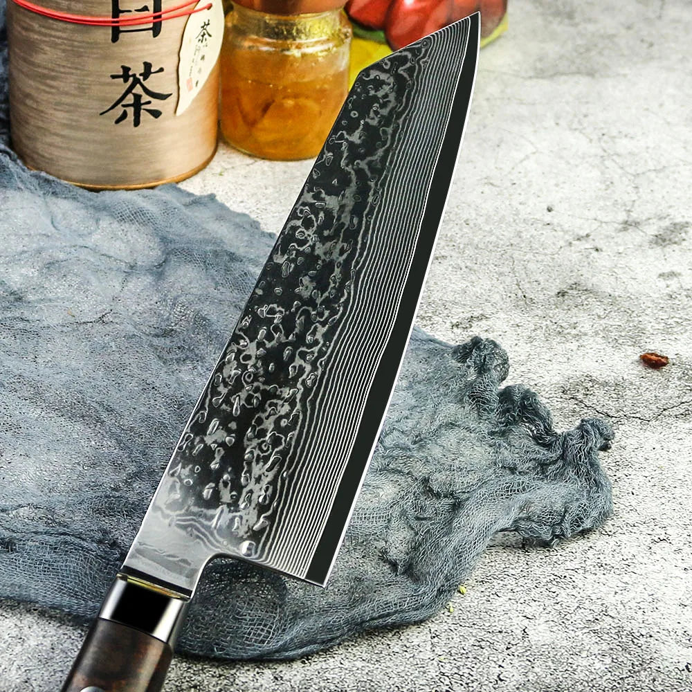 Yangjiang Amber High Quality 67 Layers Vg10 Japanese Damascus Steel 8 Inch Kitchen Kiristuke Knife with Premium RoseWood