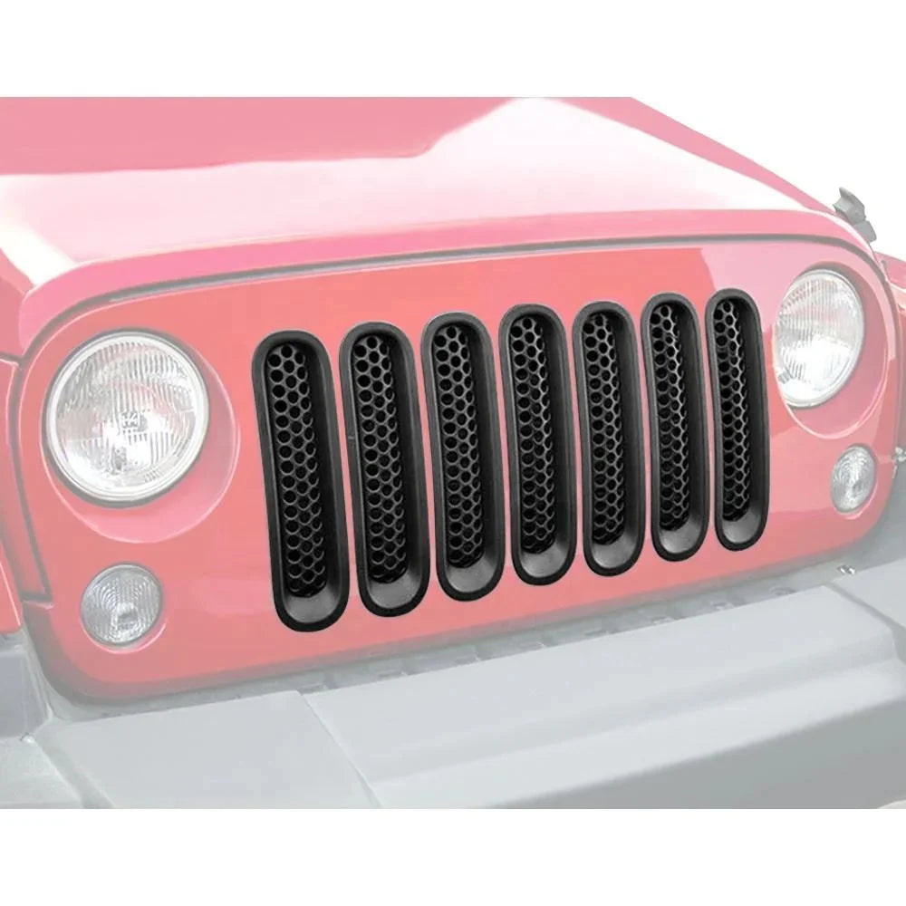 US Stock Clip-in Mesh Grille Insert - Matte Black for 2007-2015 Jeep Wrangler JK