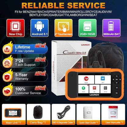 2025 Launch Original CRE 2.0 for BBA All System Auto Diagnostic Tool OBDII OBD2 Scanner Bi-directional Control Vehicle Code Read