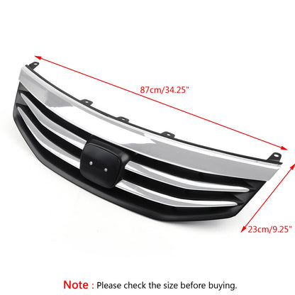 Front Upper Bumper Hood Black Chrome Grille for Honda Accord 2011-2012 WIth Logo