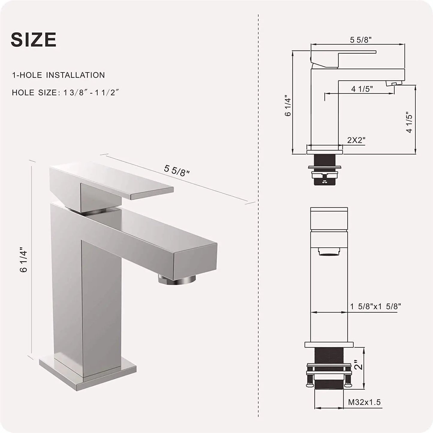Modern UPC Brass Brushed Nickel Single Hole Bathroom Basin Faucet Ceramic Valve Core US Warehouse Mixers Taps