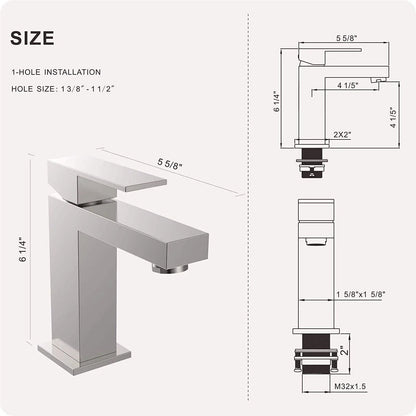 Modern UPC Brass Brushed Nickel Single Hole Bathroom Basin Faucet Ceramic Valve Core US Warehouse Mixers Taps