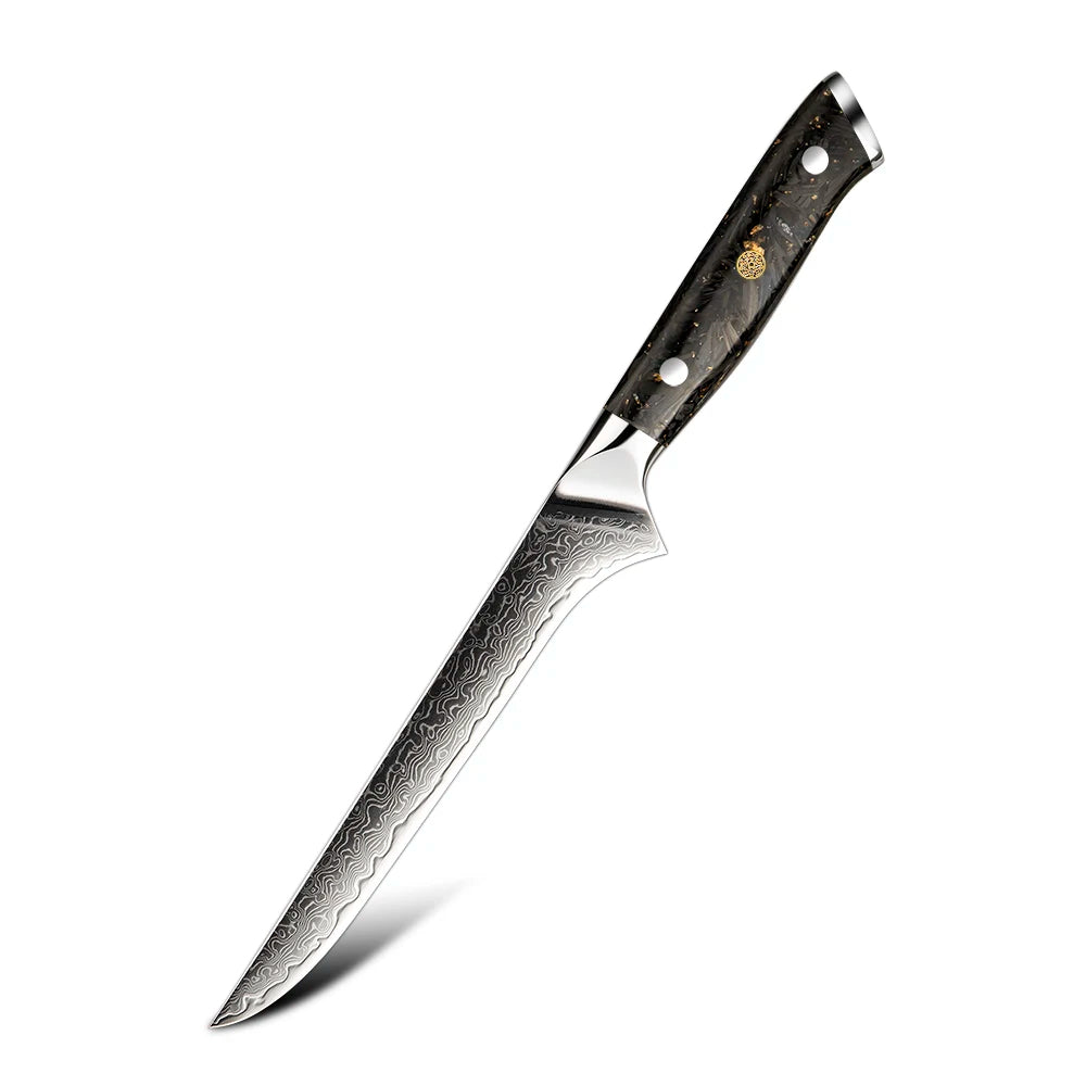 Amber VG10 Damascus Butcher Cleaver Meat Carving Bread Boning Fruit Sharpener Santoku Chef Knife with Magnetic Knife Holder