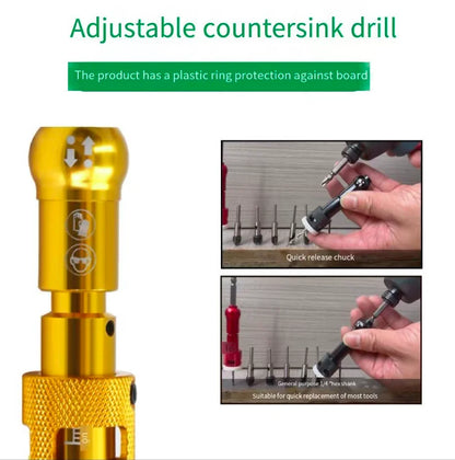 LISCA Countersink Drill Bit with Stopper Set Woodworking Step Bit Install Screws Hole Drilling Tools Taper Drill
