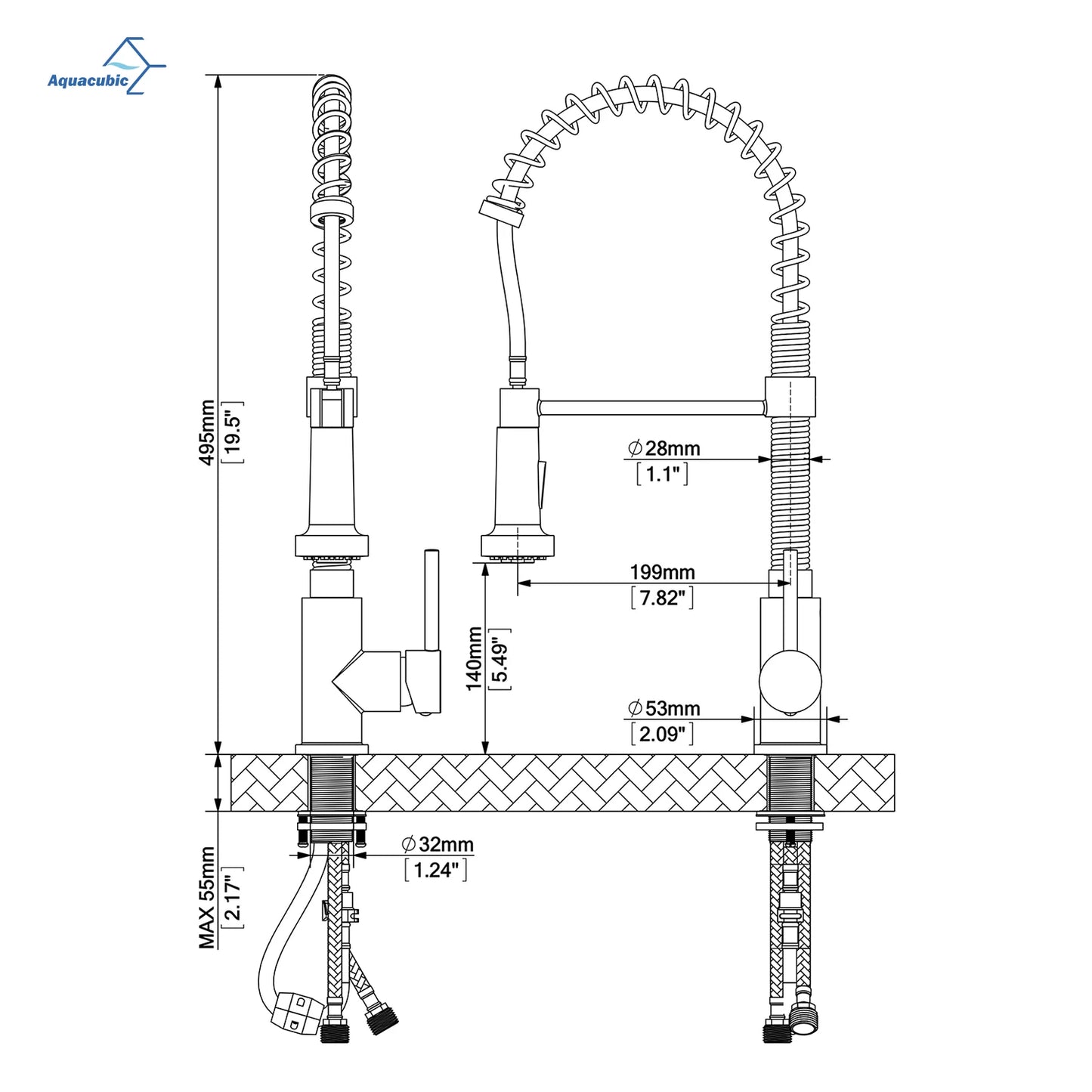 Fast Delivery Flexible Spring Neck Brushed Nickel Pull Down Kitchen Sink Faucet