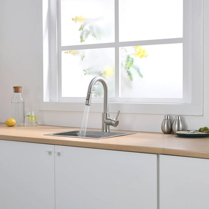 Modern Single-Handle 304 Stainless Steel Pull-Out Faucet Rotatable Design for Hotel Kitchen Use