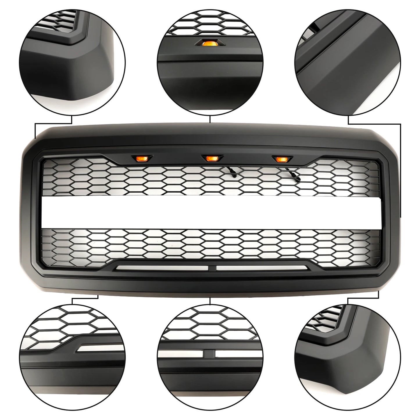 Front Bumper Grill Grille W/ LED for Ford F250 F350 F450 F550 2011-2016 Super Duty With Letter US Stock Free Shipping