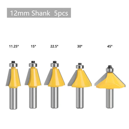 L-N029-3 11.25/22.5/15/30/45 Chamfer Router Bit High Quality Edge Forming Bevel Woodworking Milling Cutter for Wood Bits, diameter - 8mm shank
