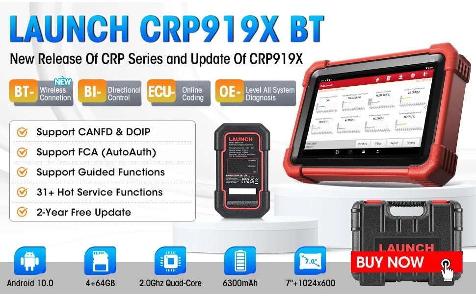 Global Version Original LAUNCH CRP919X BT Diagnostic Scanner with Bluetooth Supports CAN FD DoIP and ECU Coding Hot Sales