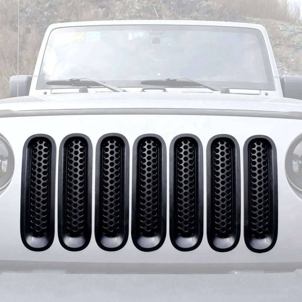 US Stock Clip-in Mesh Grille Insert - Matte Black for 2007-2015 Jeep Wrangler JK