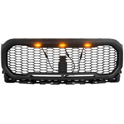 Grid Style Mesh Front Grille With Amber Lights for 2021-2022 Ford F150