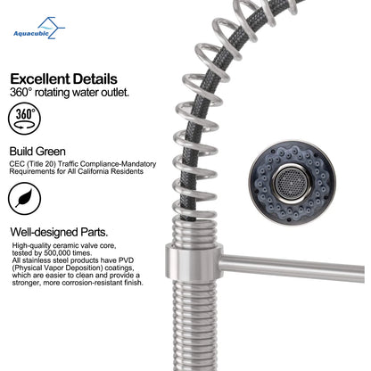 New American CUPC Approved Pull Out Spring Loaded Kitchen Sink Mixer Tap