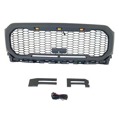 2021Matte Black Front Grill Raptor Style W/LED Amber Fit for Ford F150