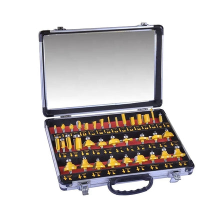 35pcs Aluminum Box Pack Tungsten Steel Panel Wood Router Bits Set with 1/4 Round Shank