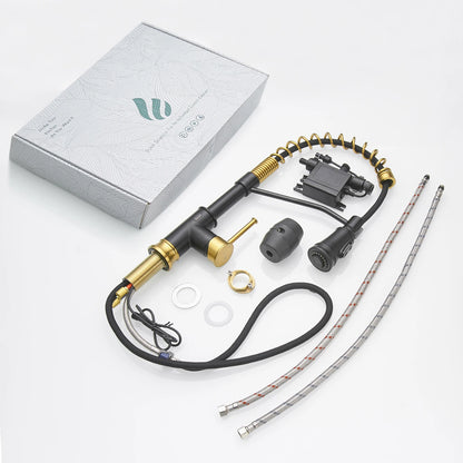 For FLG Gold Black Kitchen Faucet Smart Automatic Touchless Brass Tap Single Handle Pull-out Kitchen Sink Faucets Sensor Technol