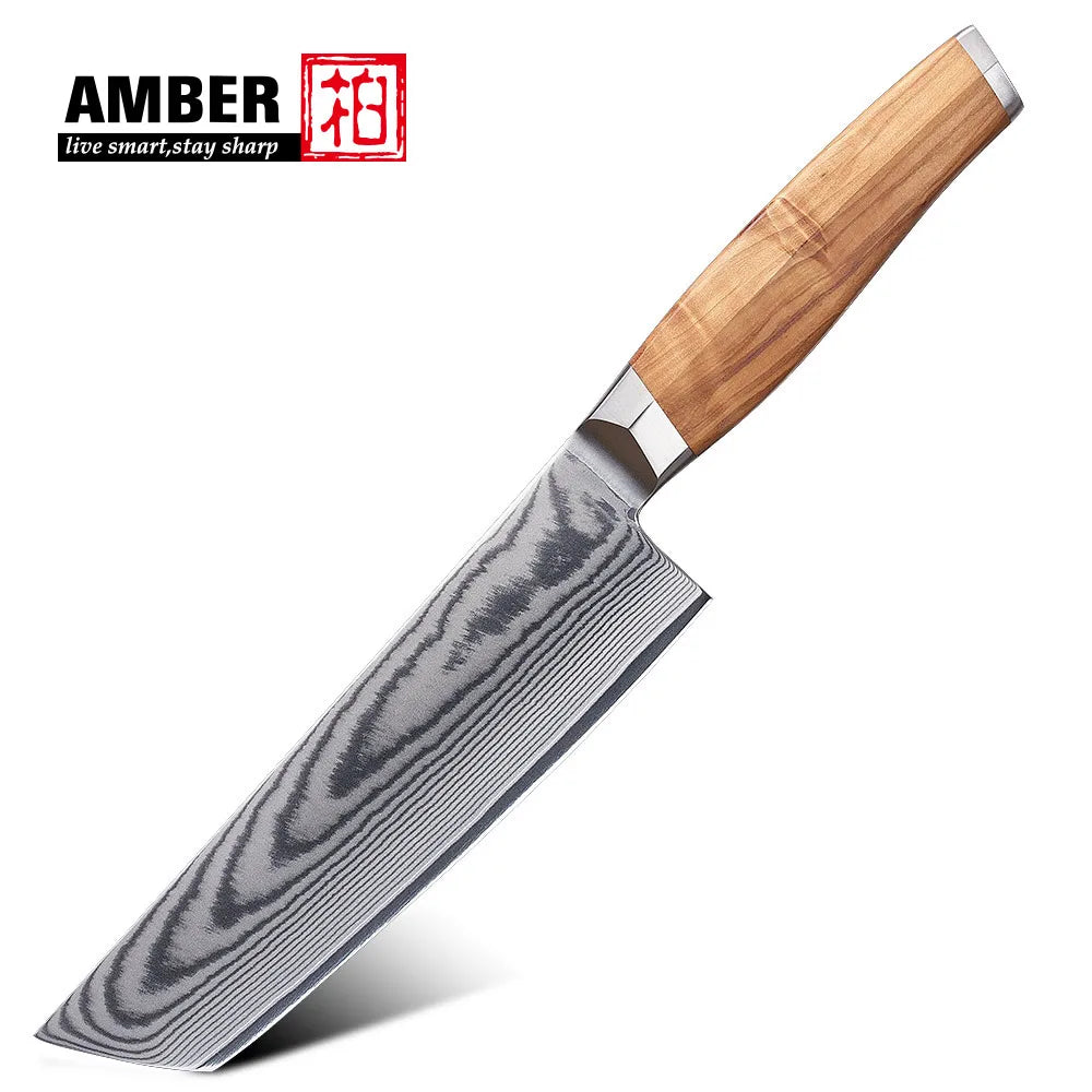 High Quality 67layers Vg10 Damascus Knife Set Olive Wood Handle Kitchen Knife Set with Magnetic Stand