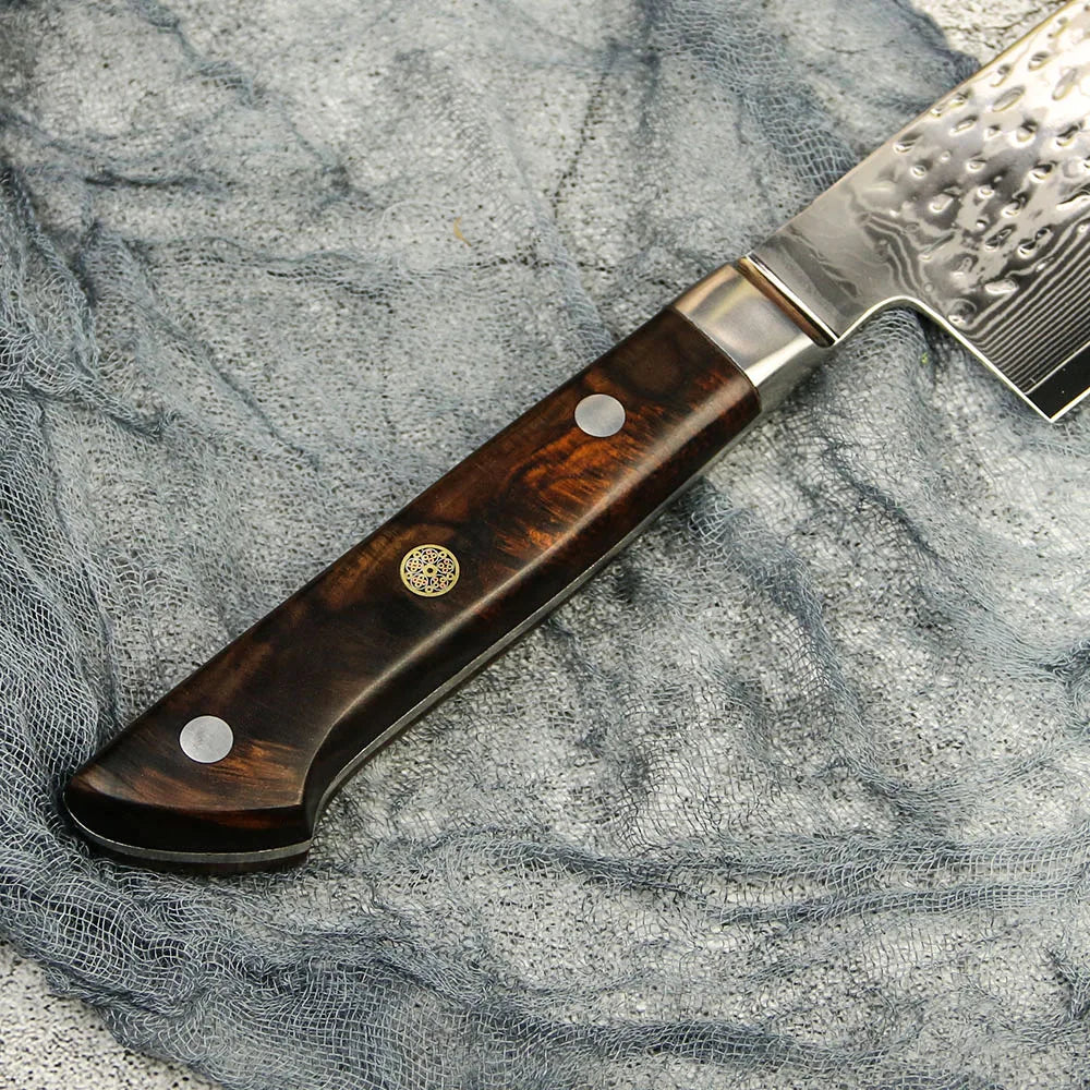 Yangjiang Amber High Quality 67 Layers Vg10 Japanese Damascus Steel 8 Inch Kitchen Kiristuke Knife with Premium RoseWood