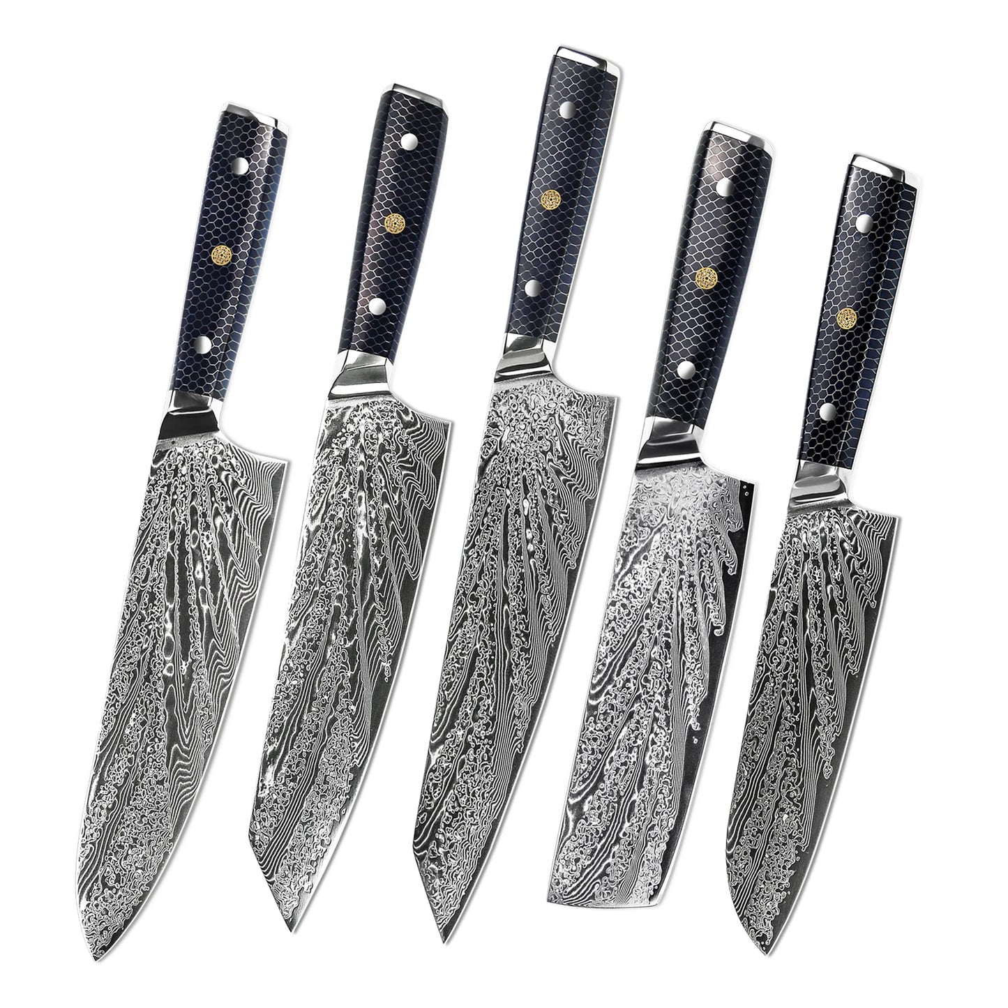 YANGJANG AMBER Premium Honey Comb Resin Handle Damascus Steel Vg10 Japanese Knife Sets, kitchen knife size - 8 Inch