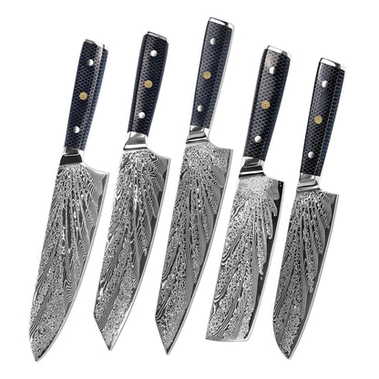 YANGJANG AMBER Premium Honey Comb Resin Handle Damascus Steel Vg10 Japanese Knife Sets, kitchen knife size - 8 Inch