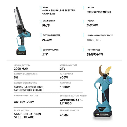 DTWA1-0021+A2-0048 Electric Pruner and Saw Kit with Extension bar