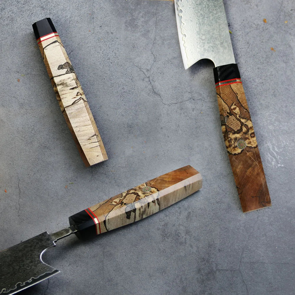 High Quality 67 Layers Damascus VG 10 Steel Kitchen Knife Set with Premium Resin Burl Wood Handle Kiritsuke Knife