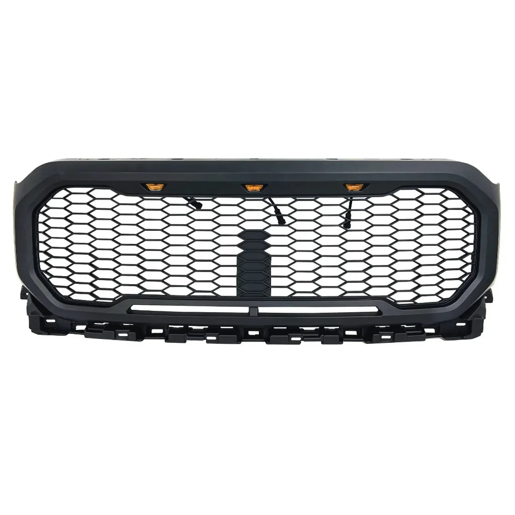 Grid Style Mesh Front Grille With Amber Lights for 2021-2022 Ford F150