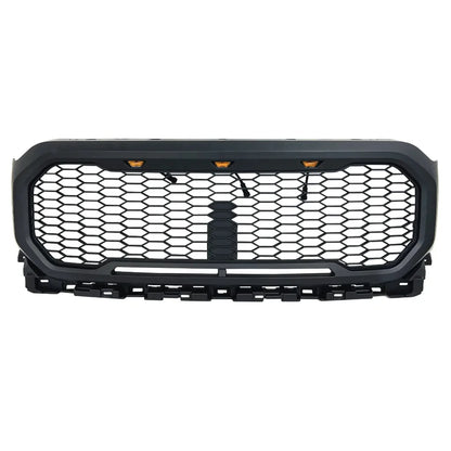 Grid Style Mesh Front Grille With Amber Lights for 2021-2022 Ford F150
