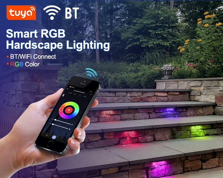 USA Warehouse Low Voltage IP65 Waterproof Adjustable CCT Rgbw BT Smart 12V Retaining Wall 7 Inch Led Paver Hardscape Light