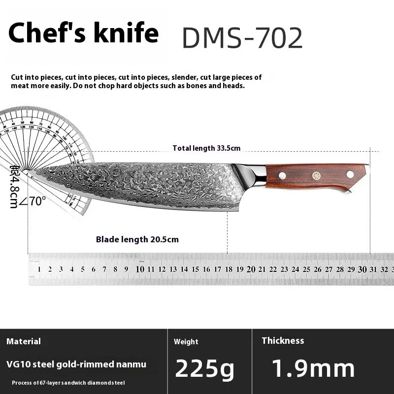 8-Inch Stainless Steel Chef Knife with Household Resin Damascus Steel Blade for Vegetal Slicing Meat Sushi Fish