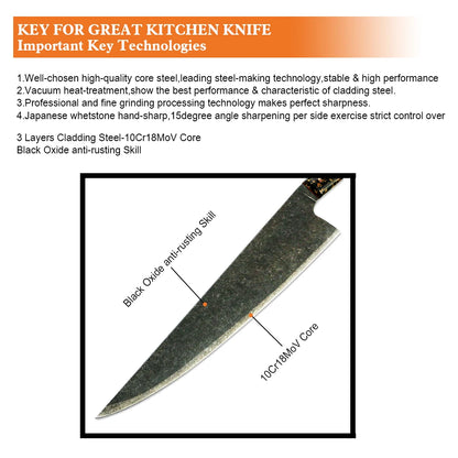 Full Tang Vacuum Treated 10Cr15MoV High Carbon Steel 7 Inch Usuba Nakiri Cleaver Knife