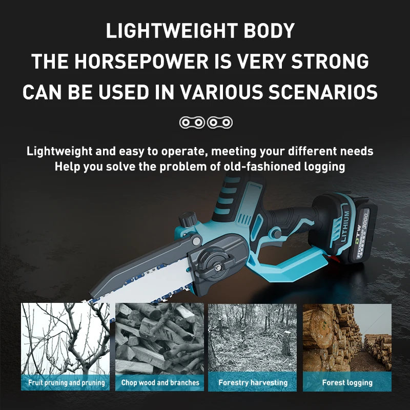 DTWA2-0064 Hot Sale High Power Electric Chain Saw Rechargeable Home Logging Chainsaw