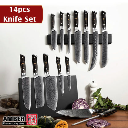 Amber Professional 7 Inch Nakiri Usuba Knife Japanese Damascus Vegetable Cutter Chef Knife