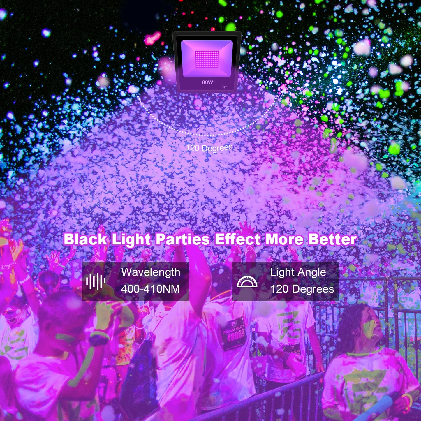 LED UV BlackLight US Stock 80W 100W 160W IP66 Party Lights Effect for Bar Club Dj Disco Led Stage Lighting Black Uv Flood Light