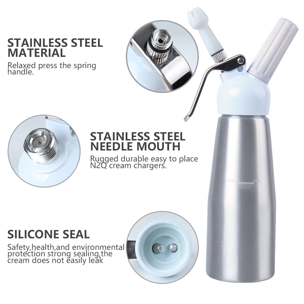 103-0001 Custom LOGO Aluminium 500ML Whip Cream Dispenser Cream Whipper with Decorating Tips