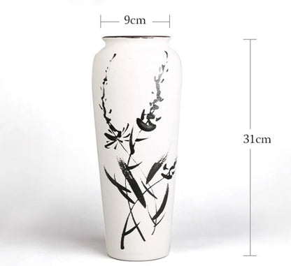 Ceramic Vase Chinese Style Tabletop Vase Decoration Living Room Flower Arrangement Flower Art Decoration Jewelry Home