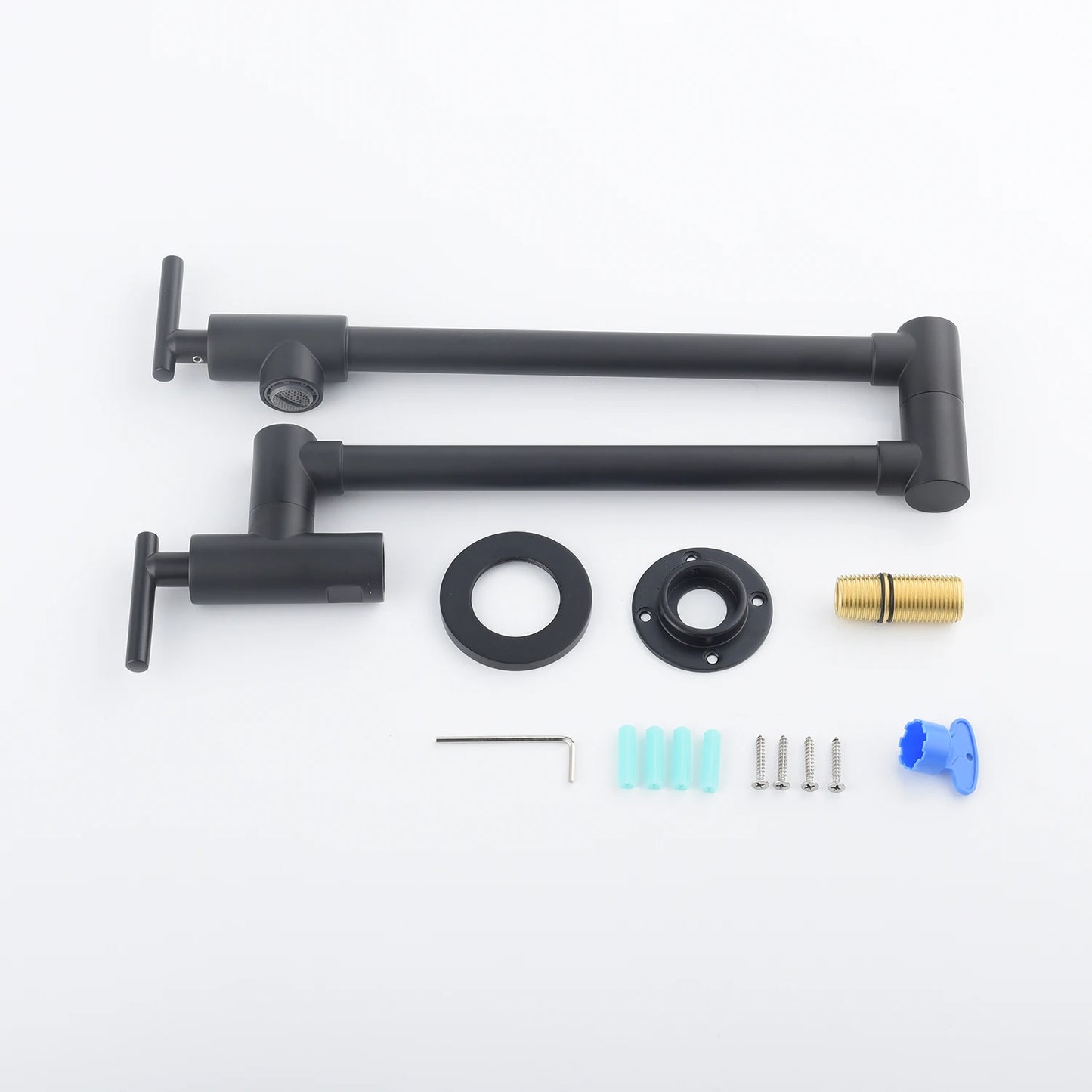 Modern Single-Handle Antique Brass Kitchen Faucet Folded Pot Filler with Solid Ceramic Valve Core Single-Hole Mounting