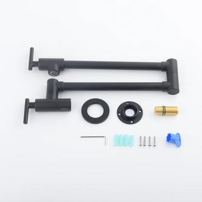 Modern Single-Handle Antique Brass Kitchen Faucet Folded Pot Filler with Solid Ceramic Valve Core Single-Hole Mounting