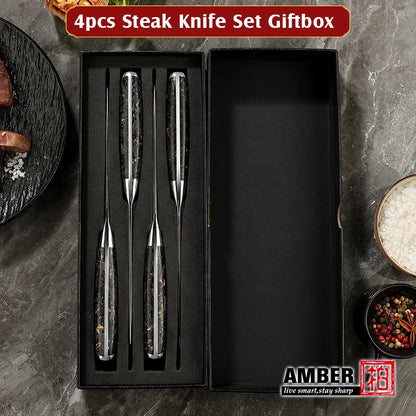 Amber VG10 Damascus Butcher Cleaver Meat Carving Bread Boning Fruit Sharpener Santoku Chef Knife with Magnetic Knife Holder