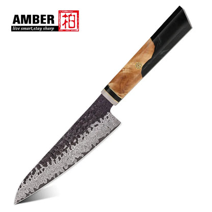 Amber Manufactucer Black Forged 8 Inch Vg10 Japanese Chef Knife Damascus Chef Knife with Resin Wood Handle
