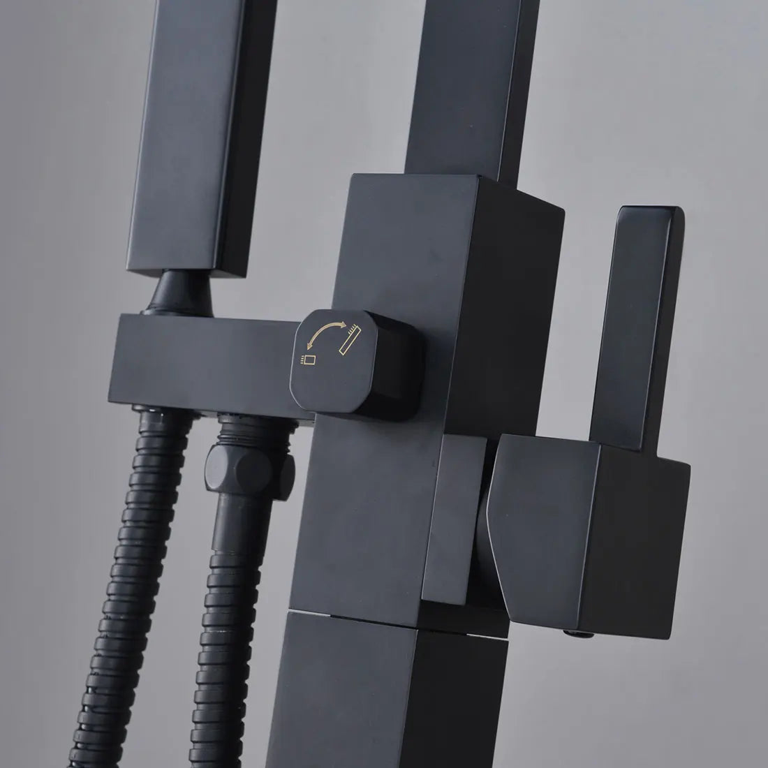 Matte Black Stand Bathtub Luxury Bathroom Free Floor Standing Bathtub Faucet Mixer Shower Design Brass Modern Outer Carton Box