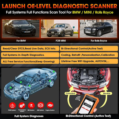 2025 Launch CRE for BMW Full System Diagnose Machine for Cars Professional OBD2 Automotive Code Reader for BMW/Mini/Rolls-Royce