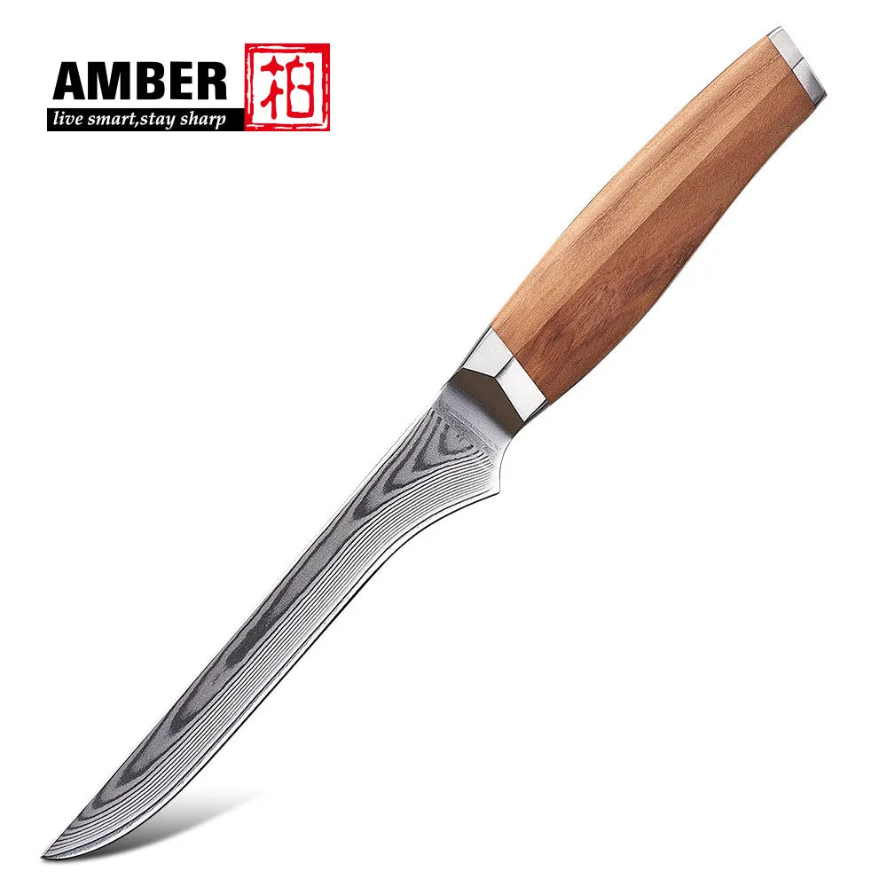 High Quality 67layers Vg10 Damascus Knife Set Olive Wood Handle Kitchen Knife Set with Magnetic Stand