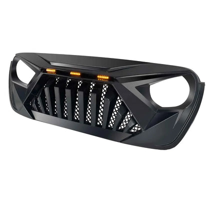 US Stock Goliath Grille With Amber Led Lights Grille for 18-23 Jeep Wrangler JL Grille Matte Black