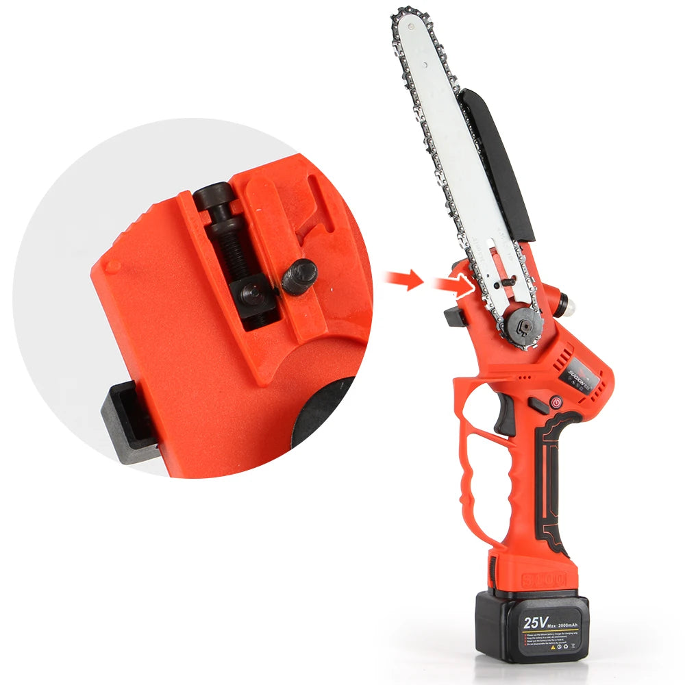 8 Inch Mini Chain Saw Battery for Wood Cutting, Trimming, Battery Chain Saw Long Reach Cordless Telescoping Pole Chain Saw