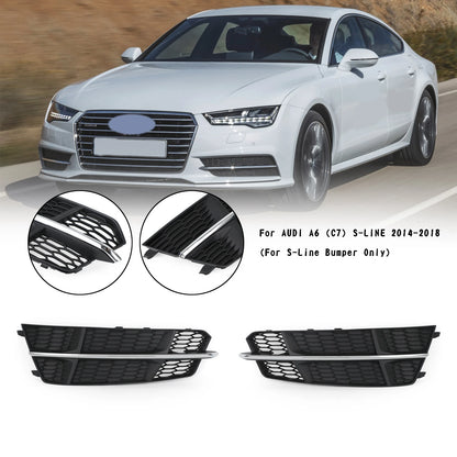 Areyourshop 4G0807681AN 4G0807682AN Front Bumper Lower Grille Grill for Audi A6 (C7) S-LINE 2014-2018 (For S-Line Bumper Only)