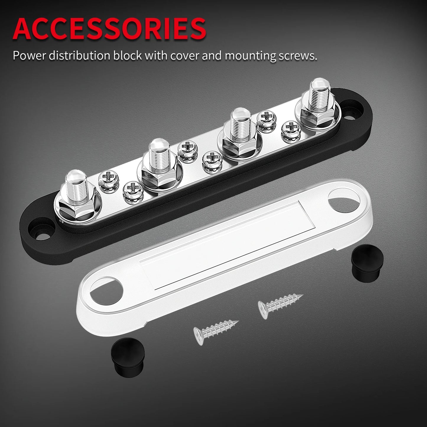 Daiertek Terminal Block 4 X M8 Terminal 6 X M4 Terminal 4 Stud Power Distribution Busbar Tinned Copper Bus Bar for Car Marine