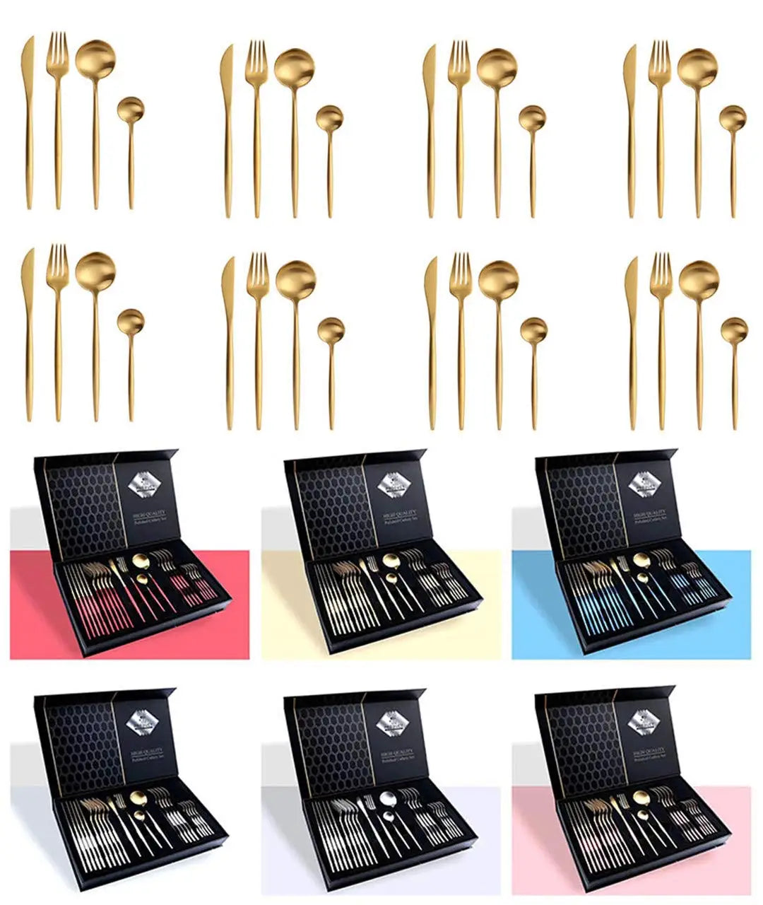 Western Kitchen Dinnerware Silverware Flatware Set Stainless Steel Flatware Set Cutlery Service for 6