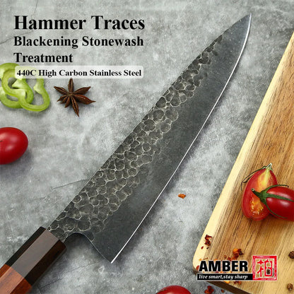 Yangjiang Amber Custom Handmade High Carbon Steel 8 Inch Master Japanese Kitchen Chef Knife with Box