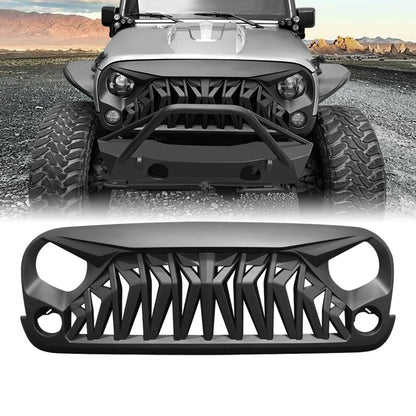US STOCK Custom Grille for 2007-2018 jeep wrangler Jk Bumper Shark Grill Front Grille Matte Black