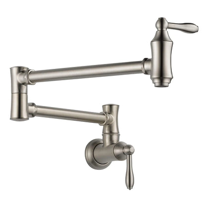 American Style Modern Wall Mounted Kitchen Faucet Black Brass Fold Tap Pot Filler Retractable Folding Contemporary Design